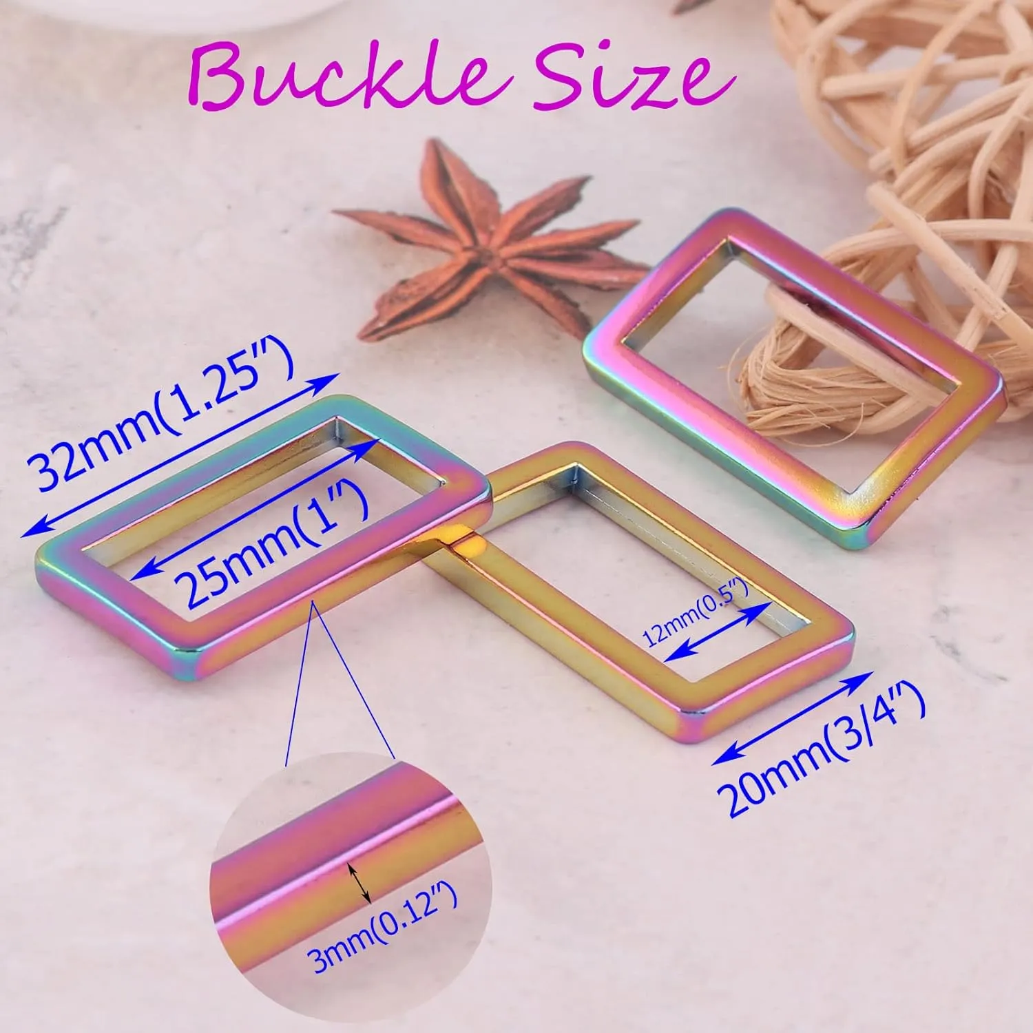 1 Inch Rectangular Buckles - Metal Adjustable Slide Purse Buckle for Bag Fasteners Strap Buckle Backpack Accessories