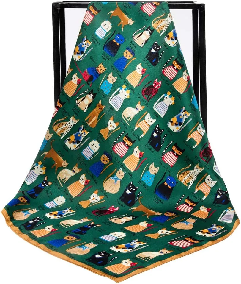 100% Mulberry Silk Scarf Square Hair Scarves Fashion Pattern Neck Scarfs for Women