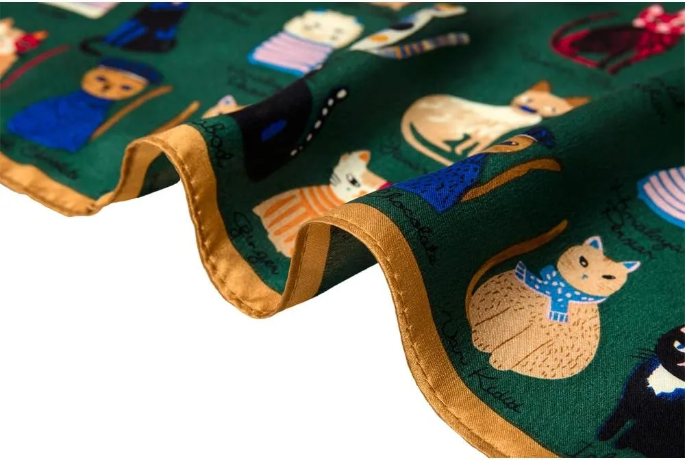 100% Mulberry Silk Scarf Square Hair Scarves Fashion Pattern Neck Scarfs for Women
