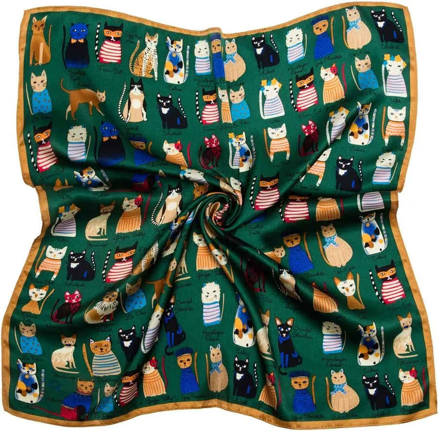 100% Mulberry Silk Scarf Square Hair Scarves Fashion Pattern Neck Scarfs for Women
