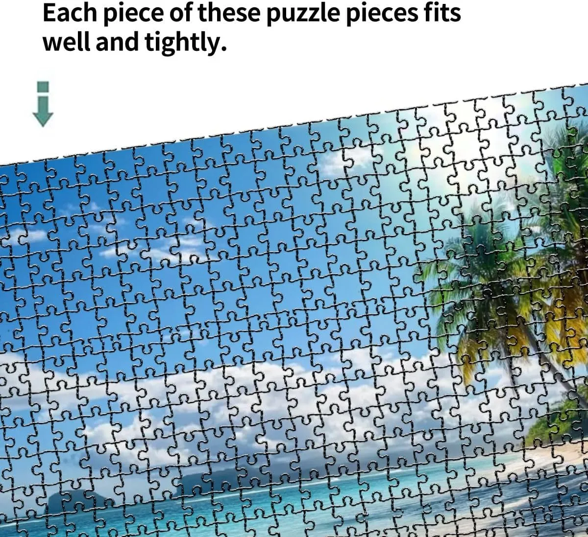 1000 Piece Coastal Landscape Puzzle Palm Tree Beach Tropical Island Caribbean 20" x 30" Countdown Indoor Activities Difficult Jigsaw Puzzle Set for Adults, Children - Educational Toys Gift