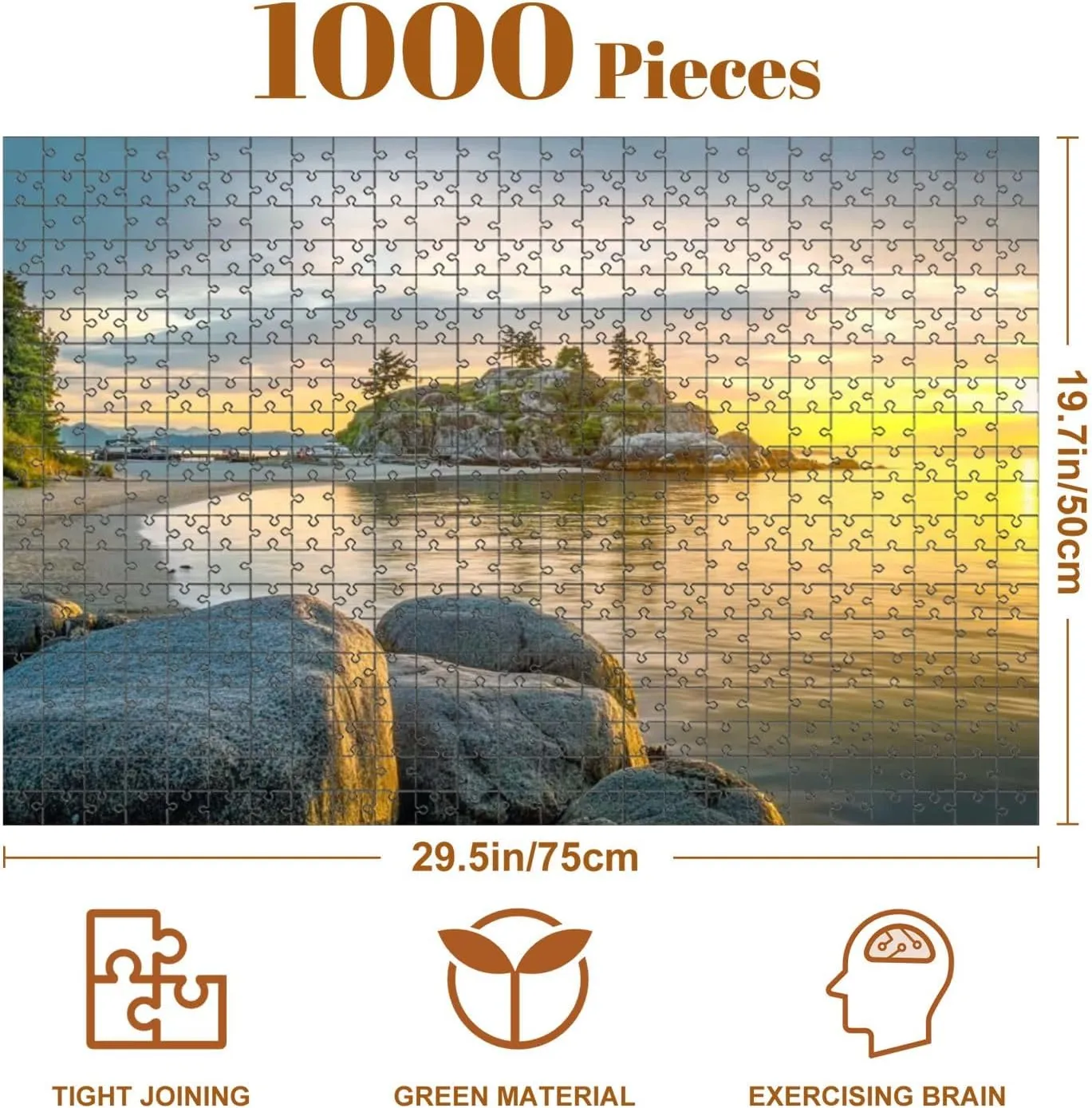 1000 Piece Coastal Landscape Puzzle Rock Island Whyte Islet Park 20" x 30" Countdown Indoor Activities Difficult Jigsaw Puzzle Set for Adults, Children - Educational Toys Gift