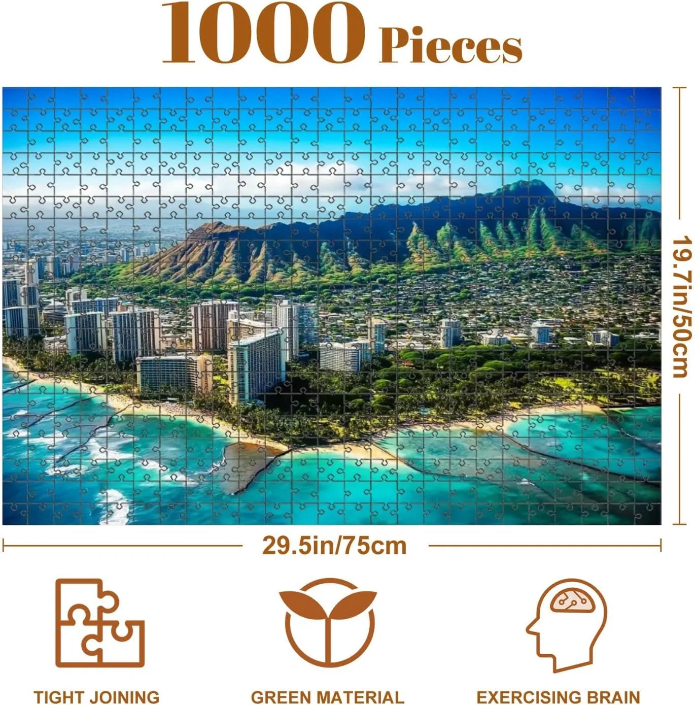 1000 Piece Coastal Landscape Puzzle State Park Aerial 20" x 30" Countdown Indoor Activities Difficult Jigsaw Puzzle Set for Adults, Children - Educational Toys Gift