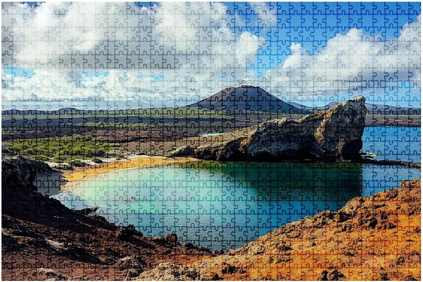 1000 Piece Coastal Landscape Puzzle View from Bartolome Island 20" x 30" Countdown Indoor Activities Difficult Jigsaw Puzzle Set for Adults, Children - Educational Toys Gift