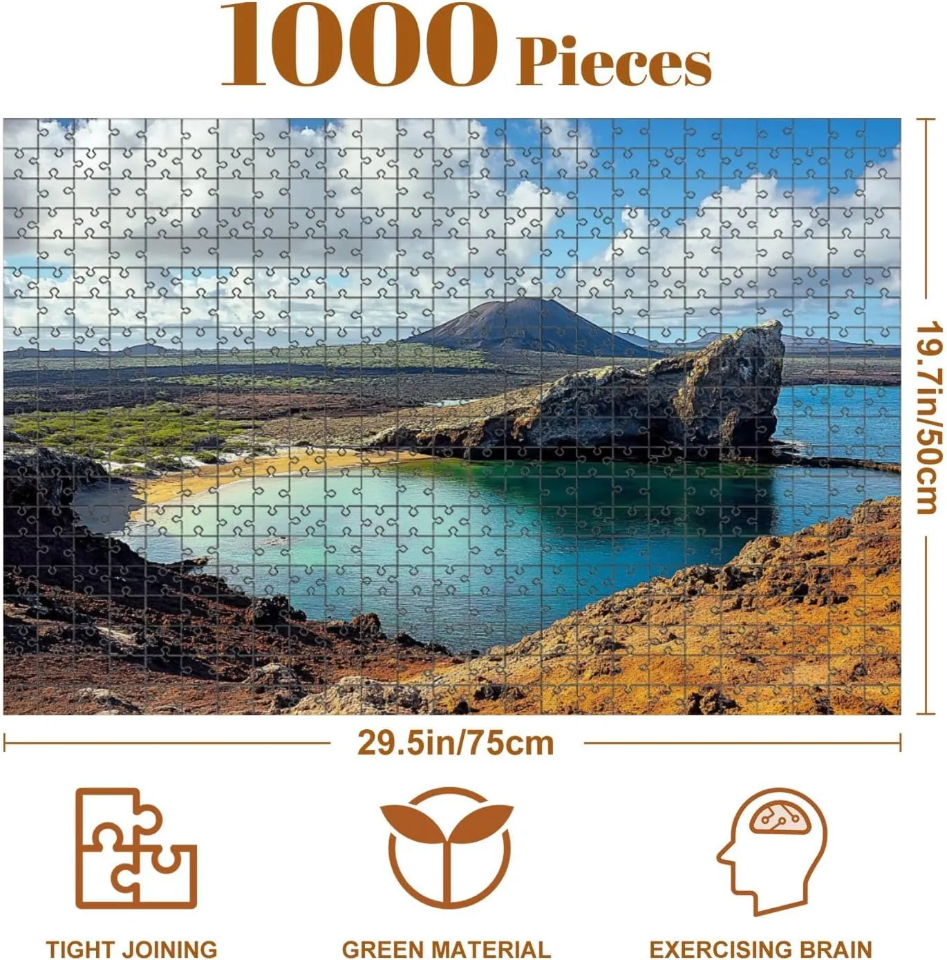 1000 Piece Coastal Landscape Puzzle View from Bartolome Island 20" x 30" Countdown Indoor Activities Difficult Jigsaw Puzzle Set for Adults, Children - Educational Toys Gift