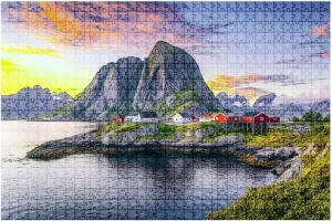 1000 Piece Puzzle Lofoten Norway Morning 20" x 30" Countdown Indoor Activities Difficult Jigsaw Puzzle Set for Adults, Children - Educational Toys Gift