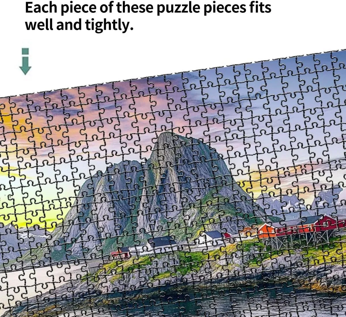 1000 Piece Puzzle Lofoten Norway Morning 20" x 30" Countdown Indoor Activities Difficult Jigsaw Puzzle Set for Adults, Children - Educational Toys Gift