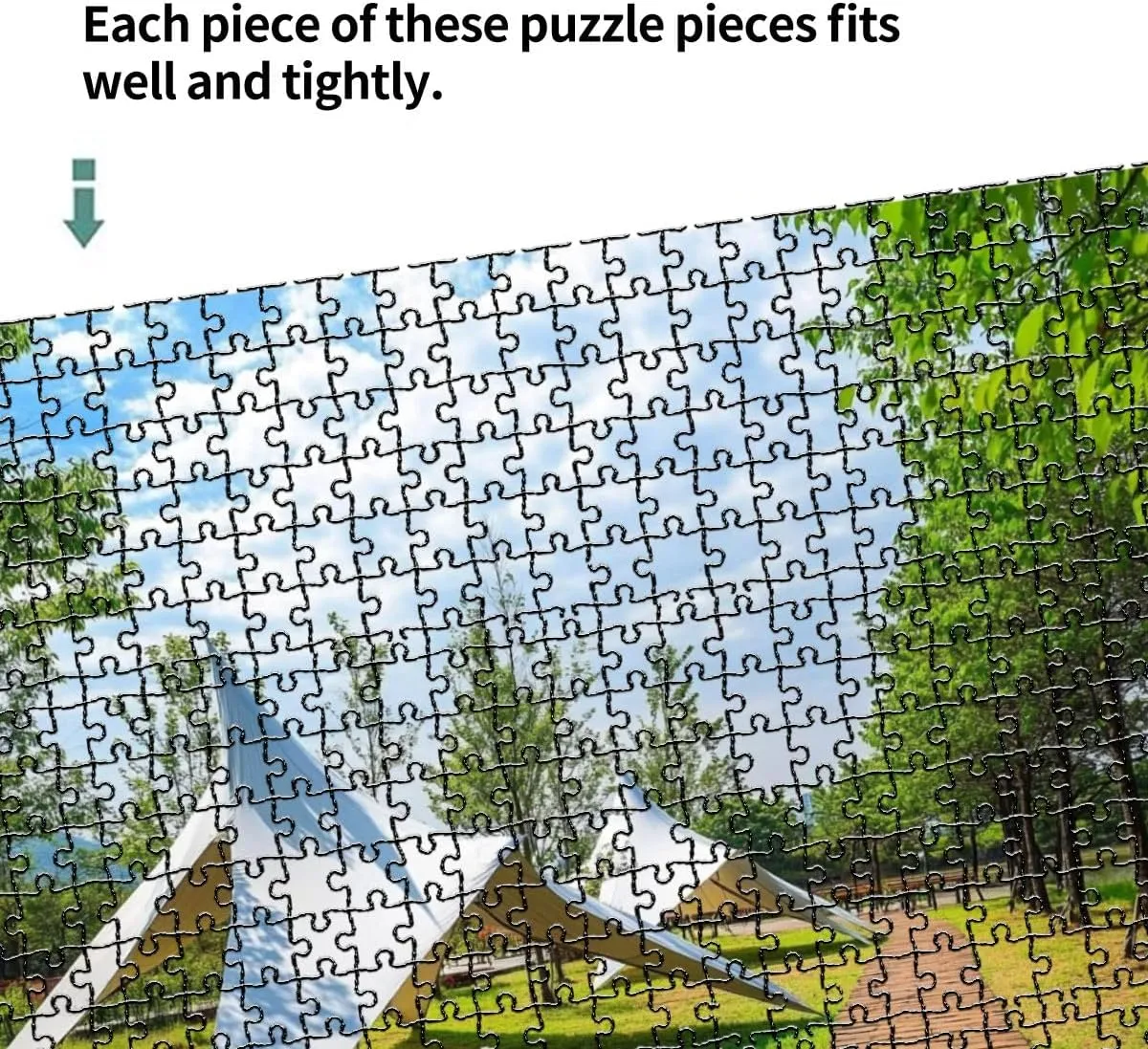 1000 Piece Puzzle Tents Camping Grassland Green Park 20" x 30" Countdown Indoor Activities Difficult Jigsaw Puzzle Set for Adults, Children - Educational Toys Gift
