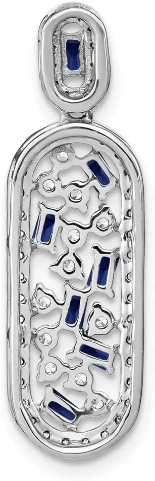 14K White Gold Gemstone and Diamond Oval Chain Slide Pendant