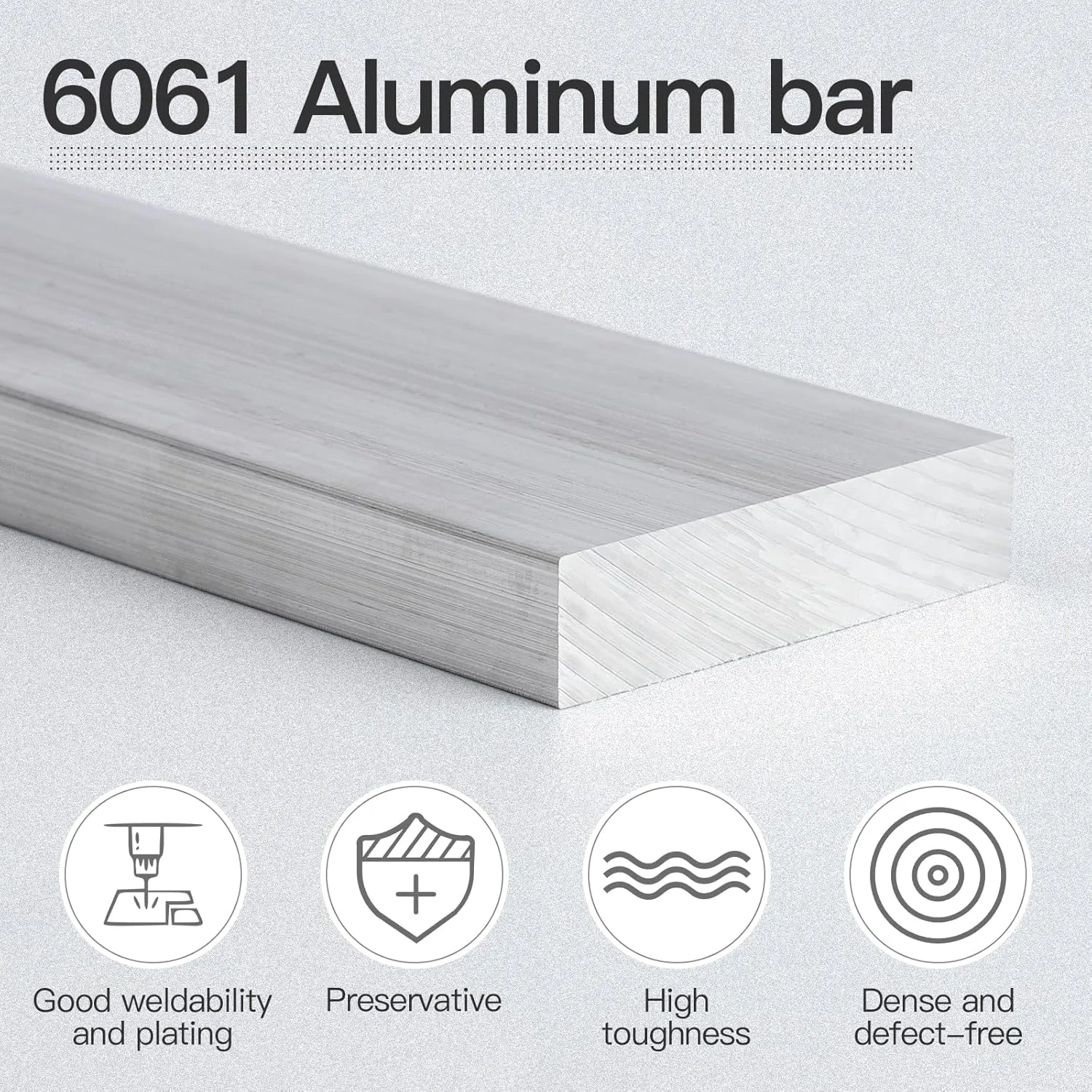 2 Pieces 1/2" (12mm) X 2"(50mm) Square Aluminum Flat BAR 12"(305mm) Long 6061 General Purpose Plate,T6511 Solid New Mill Stock