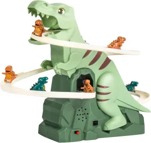 2025 Dinosaur Roller Coaster Toys, Dinosaur Climbing Slide Music Toy, Electric Dinosaur Climbing Stairs Toy with Light Music, Electric Dinosaur Stair Climber Track Slide Roller Coaster Toys (Green)