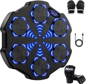2025 Latest Music Boxing Machine with 4 Gloves, Large Size Wall Mounted Electronic Boxing Target for Adults＆Kids, Smart Bluetooth Punching Trainer with 9 Speed＆Modes, Home Gym Workout