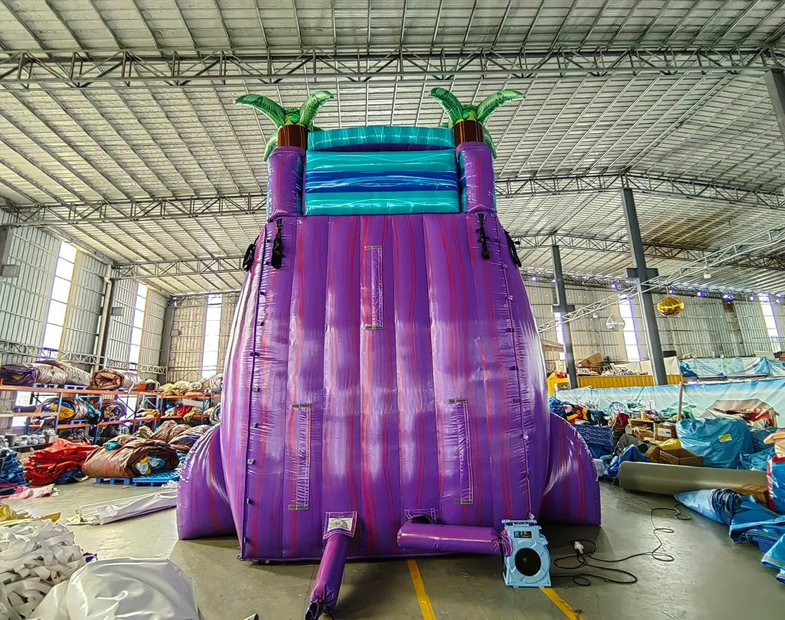 22ft Purple Plunge Teal Single Lane Inflatable Water Slide With Slip & Slide