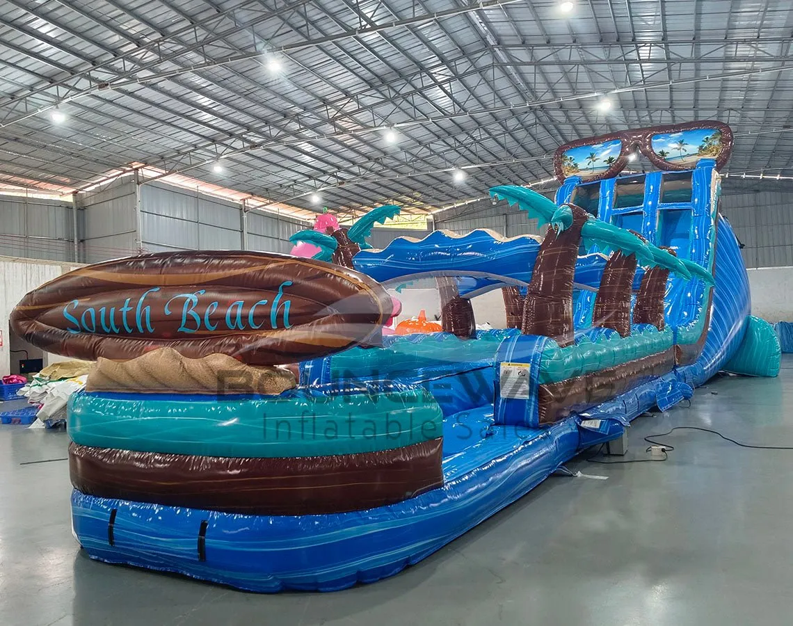22ft South Beach Dual Lane 2pc Commercial Water Slide with Inflatable Slip & Slide