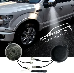 2pcs set Side Mirror Puddle Light,High Definition never fade, Led logo Lights Projector Ghost Shadow side mirror puddle light Compatible with Lincoln Navigator 2007-2019year
