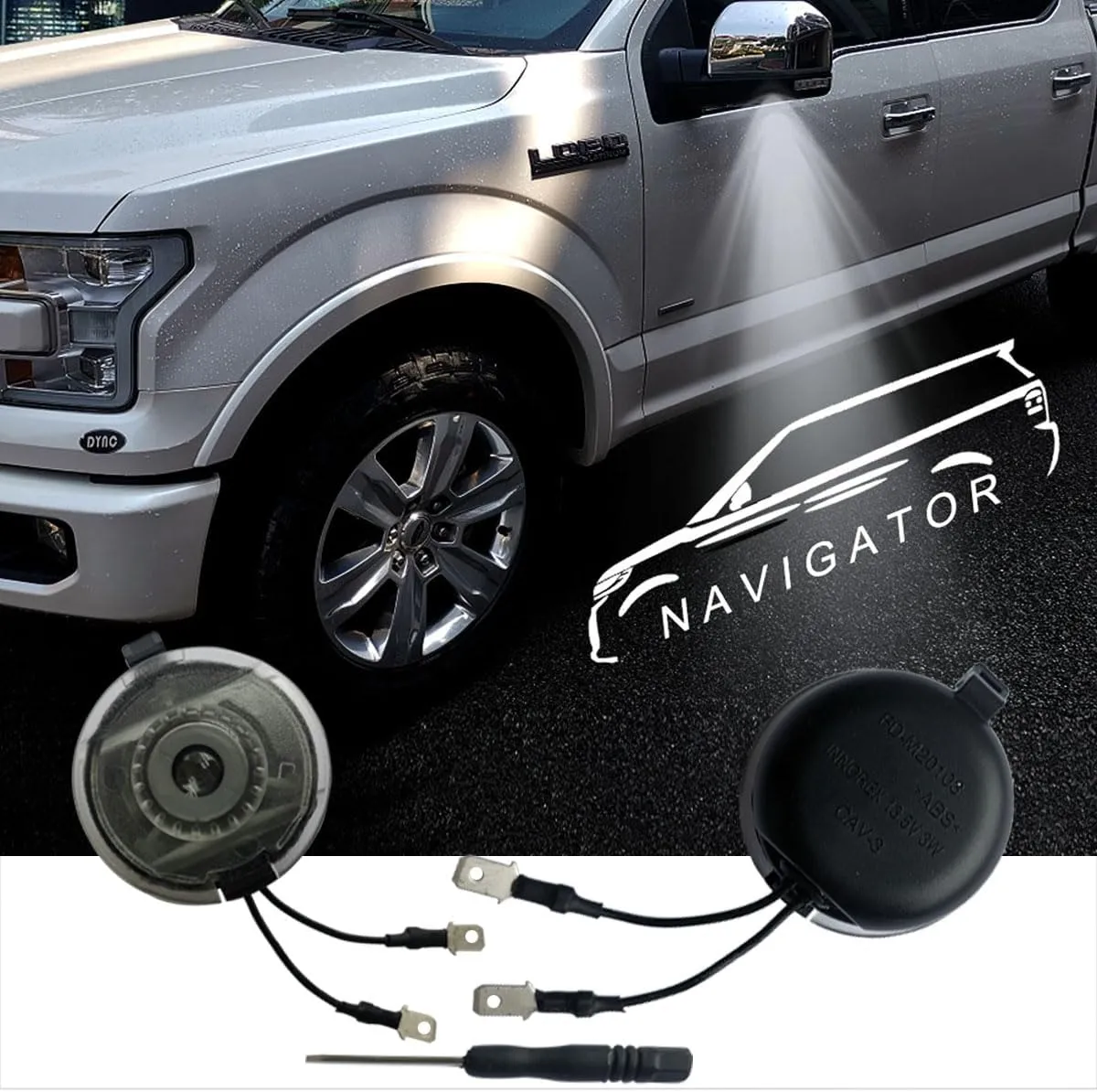 2pcs set Side Mirror Puddle Light,High Definition never fade, Led logo Lights Projector Ghost Shadow side mirror puddle light Compatible with Lincoln Navigator 2007-2019year