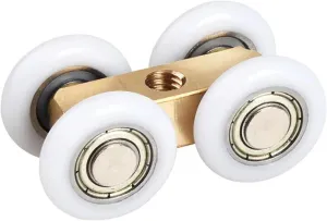 2Pcs Shower Room Copper Four-Wheel Hanging Pulley Roller for Bathroom Glass Slide Door Waterproof Bearing Crane Toilet Door