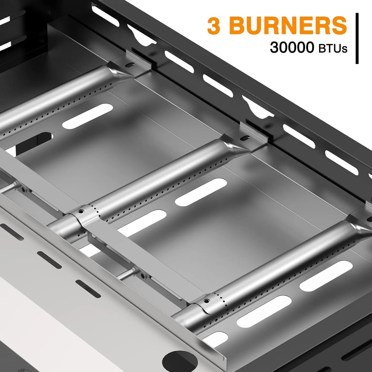 3 Burner BBQ Flat Top Grill, 25.6 Inch Stainless Steel Portable Detachable Gas Griddle, 30,000 BTU Propane Griddle for Camping