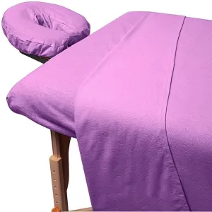 3-Piece Massage Table Spa Sheet Set 800 Thread-Count 100% Organic Cotton Fit up to 7" Inch Deep Table Fitted Color (Lavender Solid)