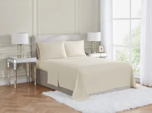 400TC Percale Cotton Khaki King 4 Piece Sheet Set, Solid Themed, for Men and Women, Oeko-TEX Certified Confidence