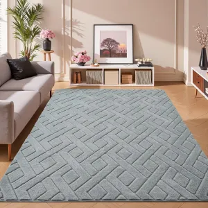 4x6 Grey Washable Area Rug for Bedroom, Modern Geometric Shag Non-Slip Living Room Rugs, Fluffy Plush Soft Memory Foam Carpet for Kids Boys Room Nursery Room Dorm Bedside Decor