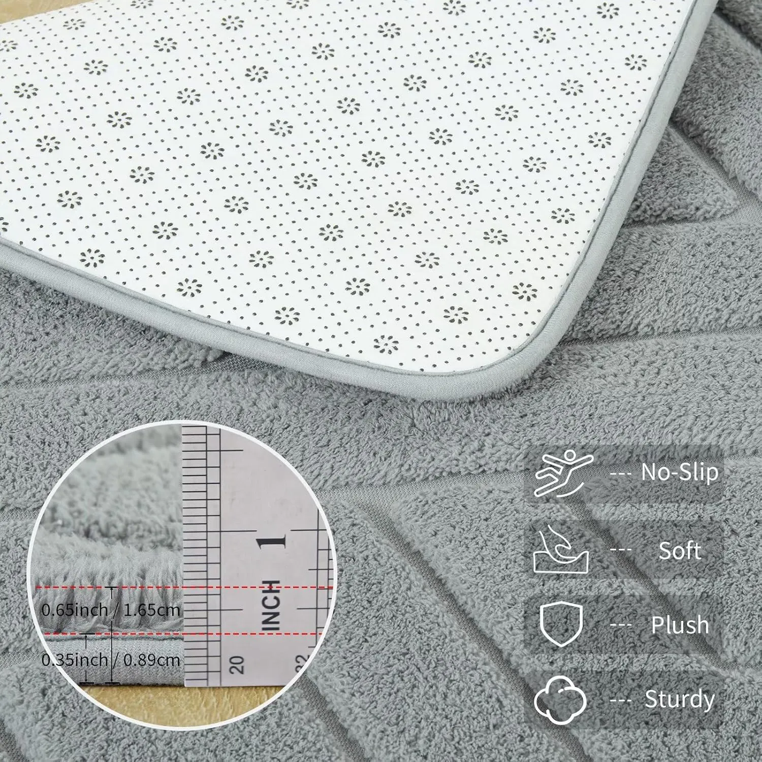4x6 Grey Washable Area Rug for Bedroom, Modern Geometric Shag Non-Slip Living Room Rugs, Fluffy Plush Soft Memory Foam Carpet for Kids Boys Room Nursery Room Dorm Bedside Decor
