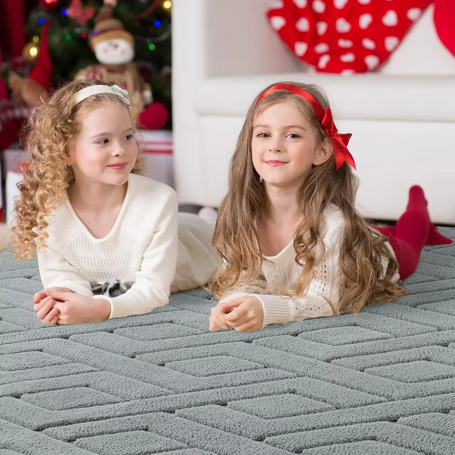 4x6 Grey Washable Area Rug for Bedroom, Modern Geometric Shag Non-Slip Living Room Rugs, Fluffy Plush Soft Memory Foam Carpet for Kids Boys Room Nursery Room Dorm Bedside Decor