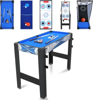 5-in-1 Multi Game Combination Table Set Table Tennis Table, Pool Table, Archery, Slide Hockey, Basketball Shooting for Family Parent-Child Interactive Game Table for Kids