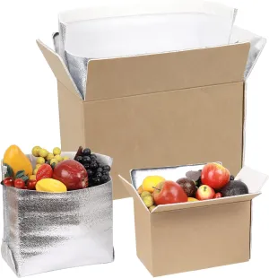6 Pack 11x6x7 Insulated Shipping Box for Frozen Food & Hot Food, with Aluminum Foil Insulated Bag Liner, Reusable Insulated Boxes for Cold Shipping