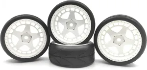 65mm Rubber Tires Flat Running Tire Plastic Wheel Carnival Rally Wheel Fit for 1/10 RC Rally Car HPI Tamiya Kyosho WRC Claw 43 Ken Block Fiesta XV01 TT02 4PCS(White)