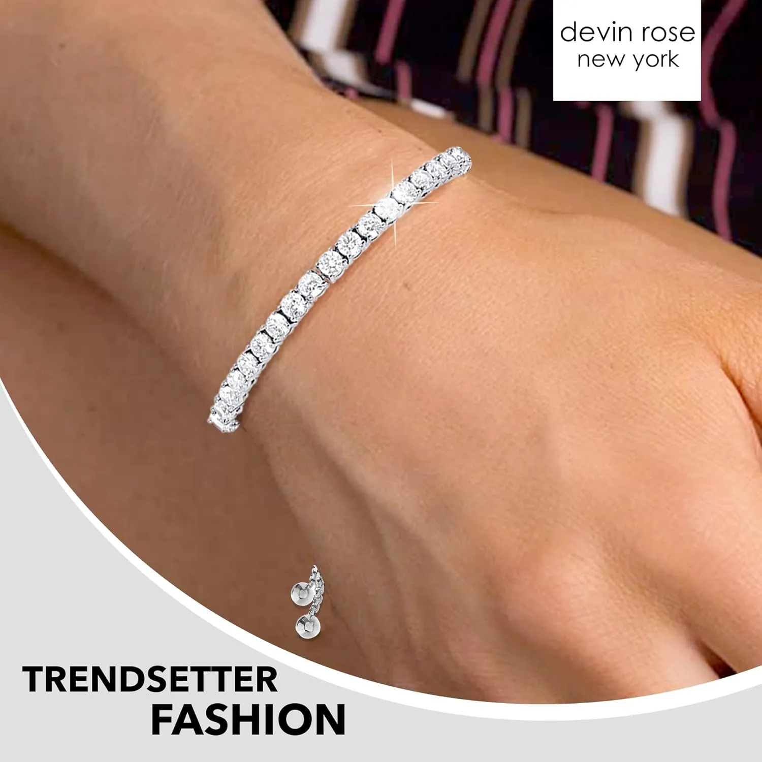 8 Cttw Cubic Zirconia Adjustable Bolo Bracelet for Women 4mm - 6mm