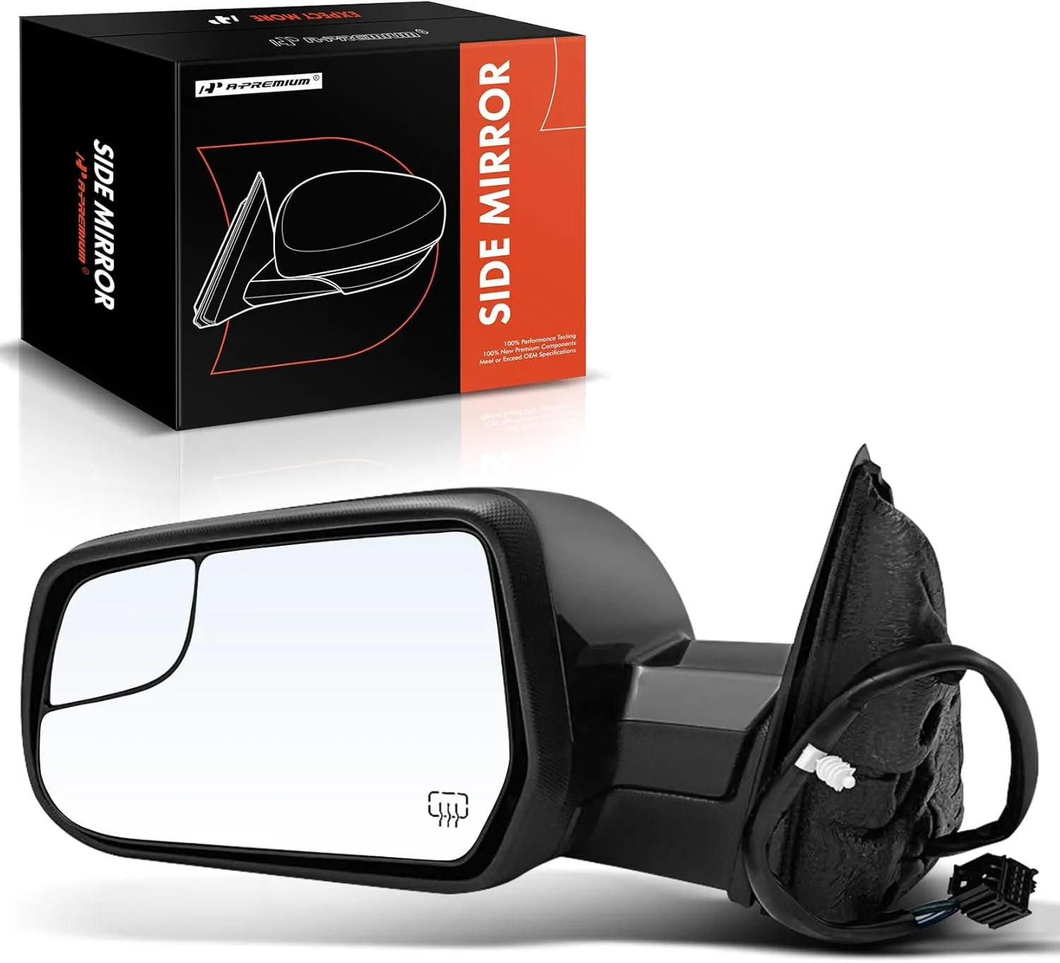 A-Premium Driver Side Power Door Mirror - Compatible with Chevrolet Equinox 2010-2017 & GMC Terrain 2010-2017 - Heated Manual Folding Black Outside Rear View Mirror