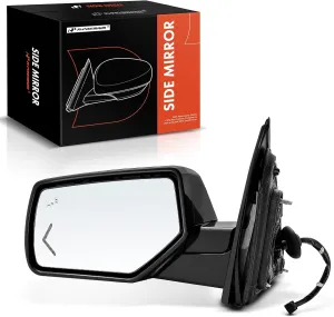 A-Premium Driver Side Power Door Mirror - Compatible with Chevrolet Tahoe, Suburban & GMC Yukon XL - Heated Power Folding Black Outside Rear View Mirror w/Turn Signal and Blind Spot Detection