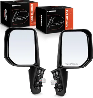 A-Premium Pair (2) Driver and Passenger Side Power Door Mirror - Compatible with Toyota FJ Cruiser 2007-2014 - Non-Heated Manual Folding Black Outside Rear View Mirror w/Turn Signal