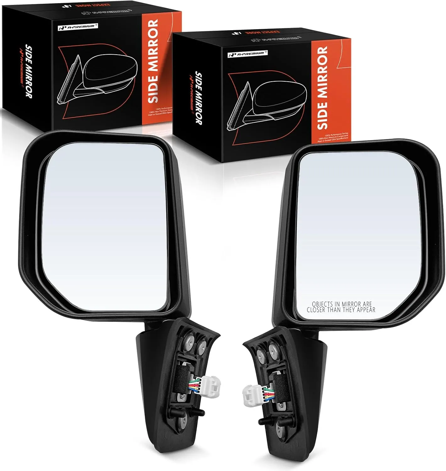 A-Premium Pair (2) Driver and Passenger Side Power Door Mirror - Compatible with Toyota FJ Cruiser 2007-2014 - Non-Heated Manual Folding Black Outside Rear View Mirror w/Turn Signal