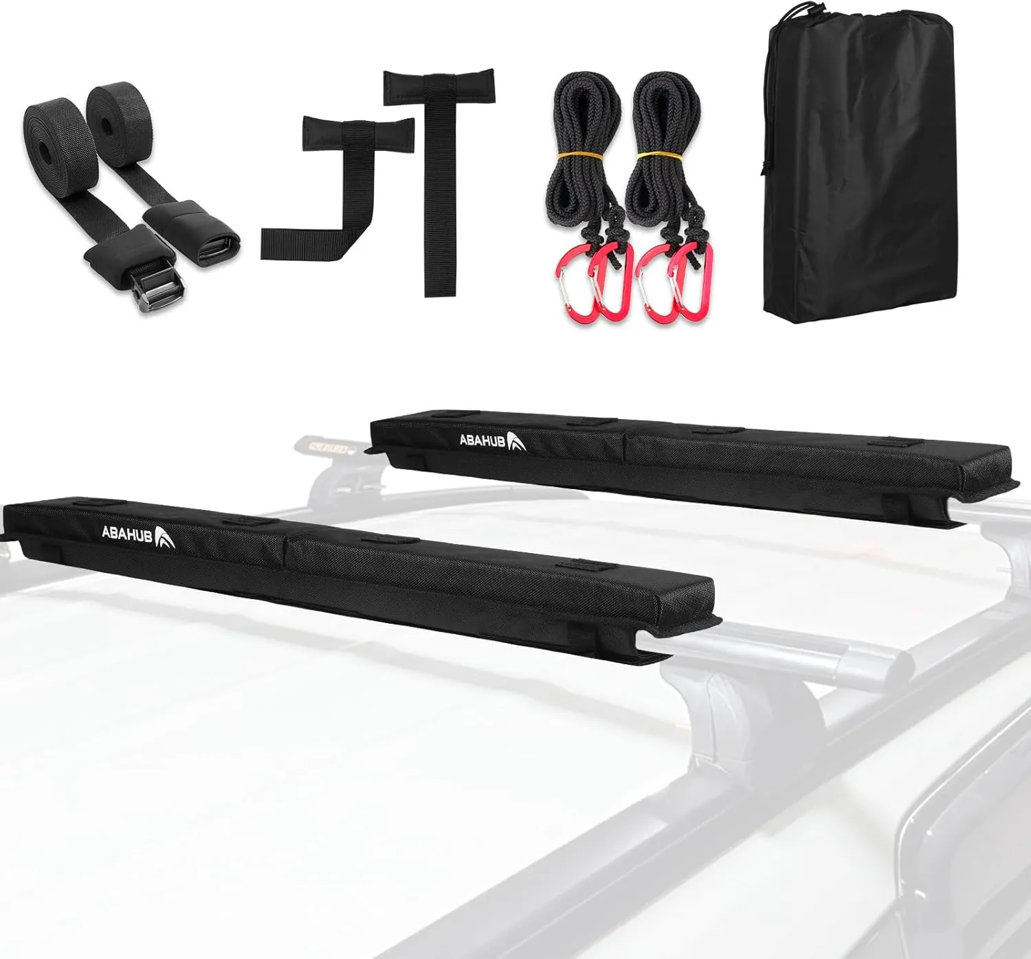 Abahub Soft Roof Rack Pads for Surfboard, SUP, Kayak, Canoe, Heavy Duty Universal Car Roof Racks System for Padle Boards, Compatible with SUVs, Sedans, Hatchbacks, 2-Door or 4-Door Cars