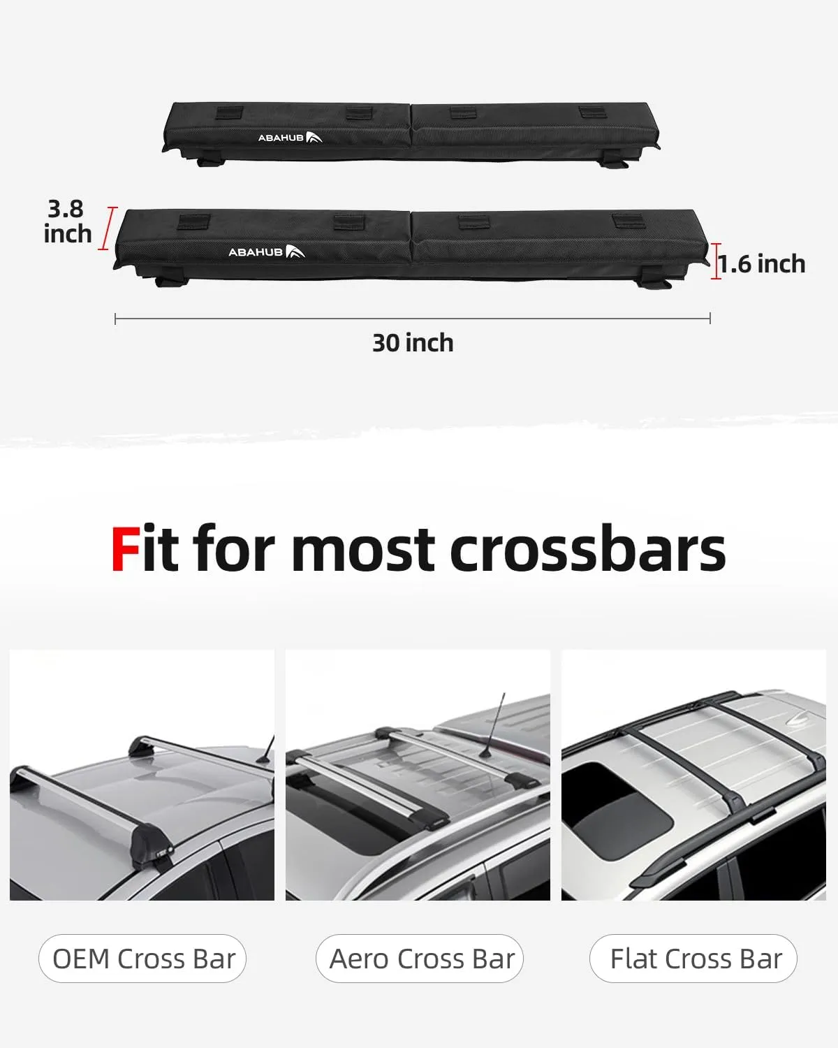 Abahub Soft Roof Rack Pads for Surfboard, SUP, Kayak, Canoe, Heavy Duty Universal Car Roof Racks System for Padle Boards, Compatible with SUVs, Sedans, Hatchbacks, 2-Door or 4-Door Cars