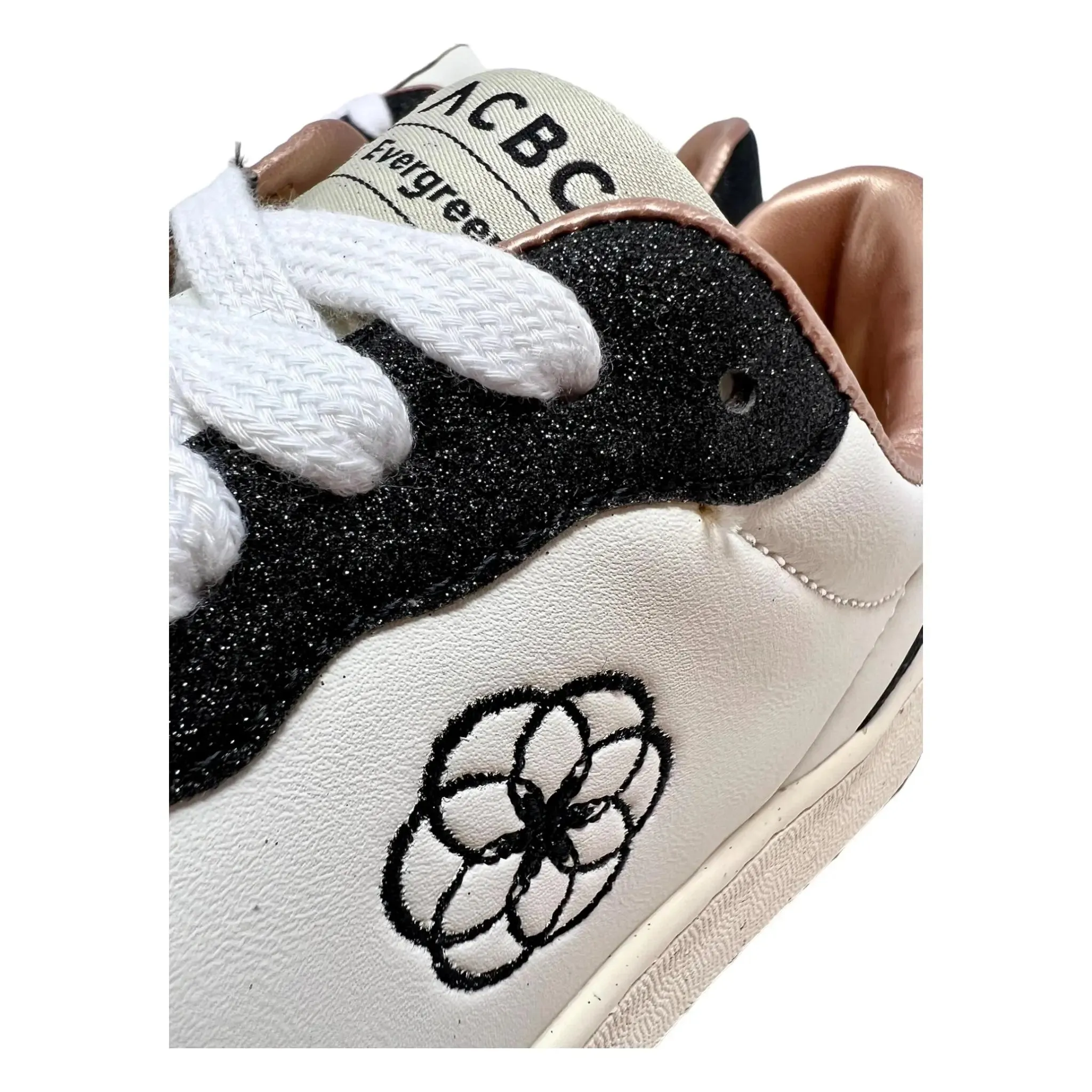 ACBC Sneaker,  Evergreen woman, flower, Glitter, weiß mit schwarz