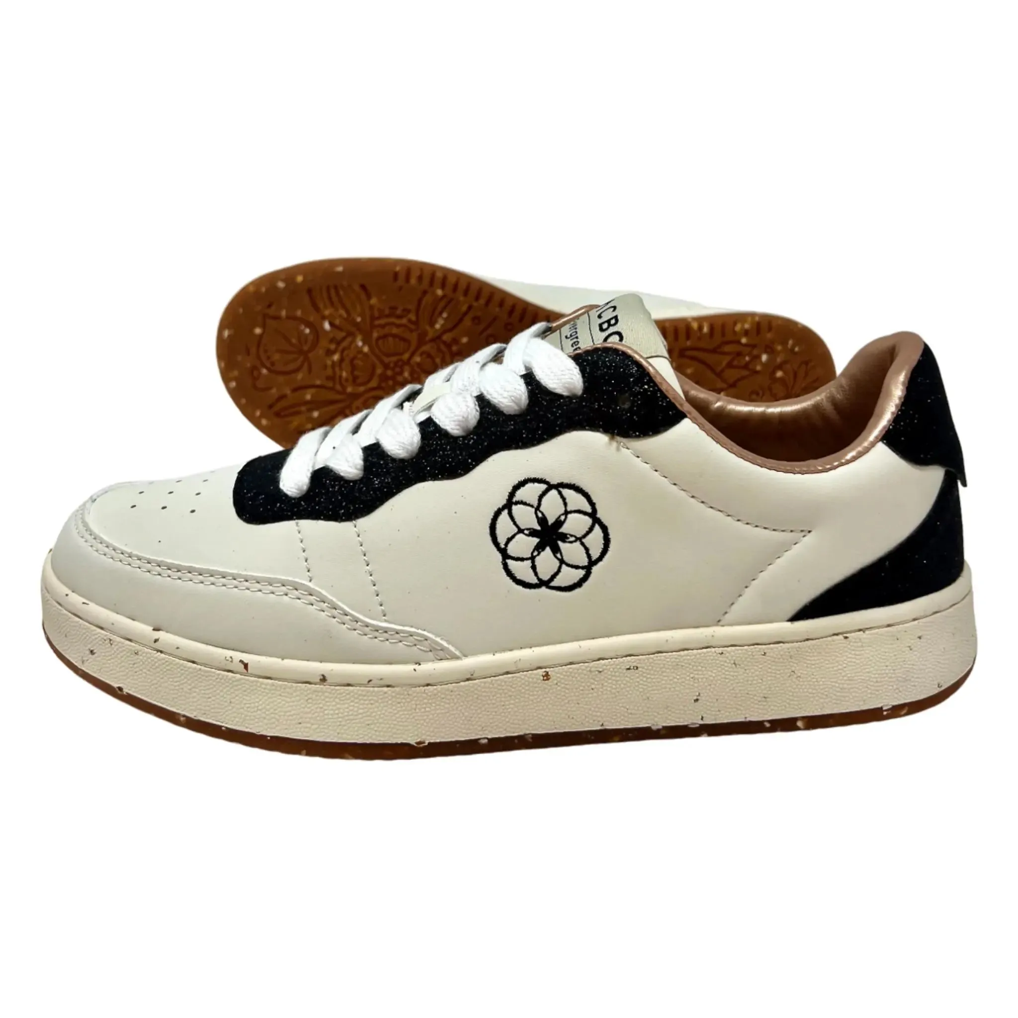 ACBC Sneaker,  Evergreen woman, flower, Glitter, weiß mit schwarz