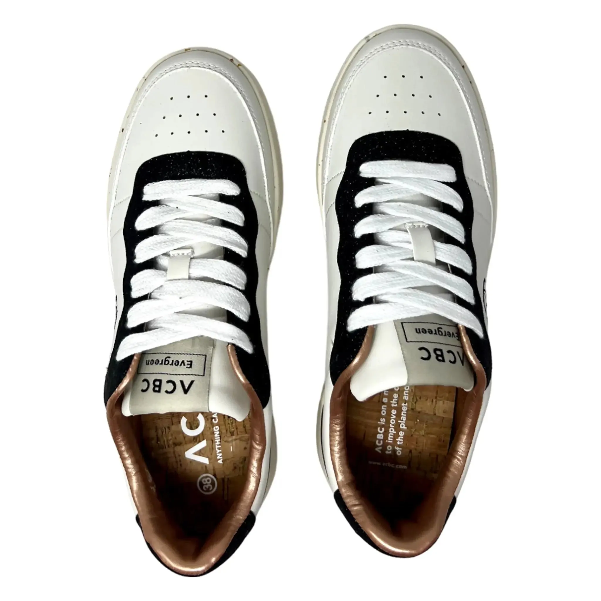 ACBC Sneaker,  Evergreen woman, flower, Glitter, weiß mit schwarz