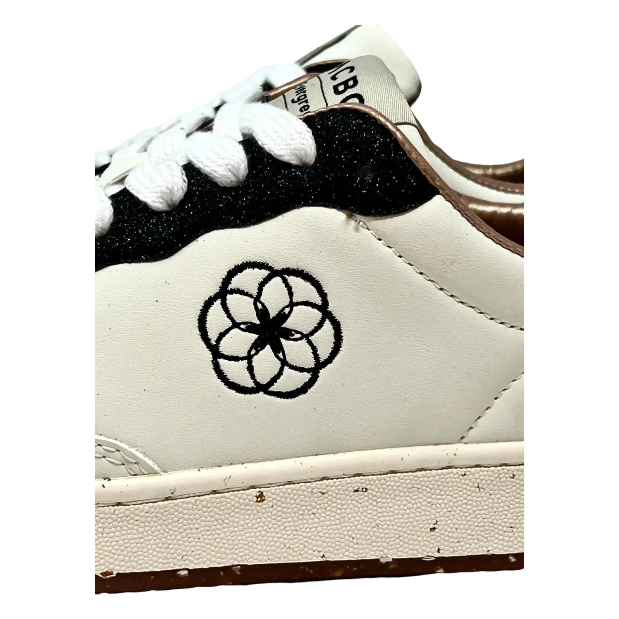 ACBC Sneaker,  Evergreen woman, flower, Glitter, weiß mit schwarz