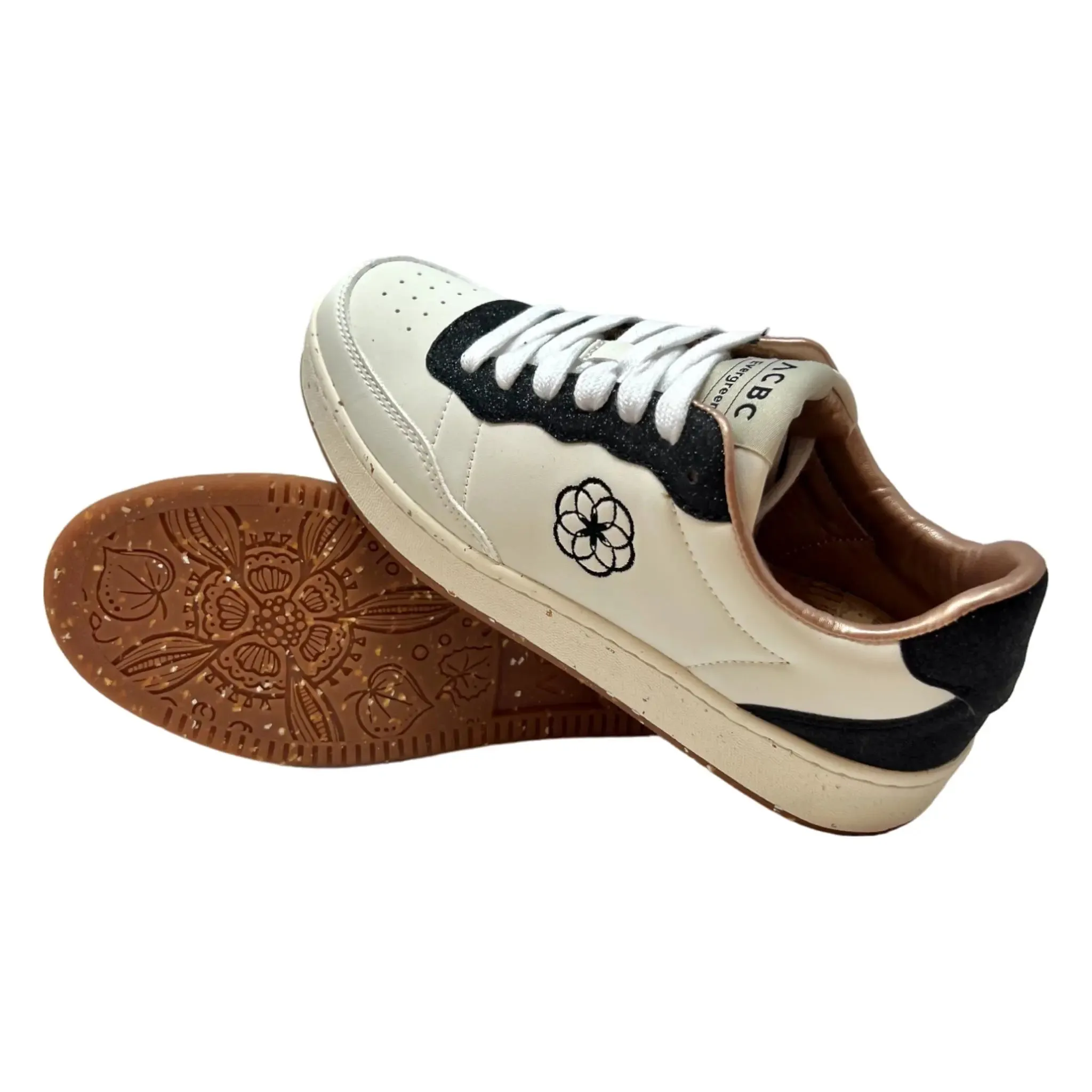 ACBC Sneaker,  Evergreen woman, flower, Glitter, weiß mit schwarz