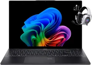 acer Swift 16 AI Copilot  PC 16" 3K OLED Touch Laptop - Intel Core Ultra 7 Series 2, 16GB Memory, 1TB SSD, Wi-Fi 7, Ultra-Portable, Ice Black   Wireless Headset, Windows 11