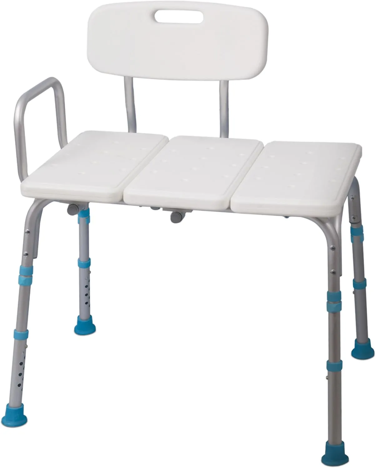 Adjustable Bath and Shower Transfer Bench with Reversible Backrest