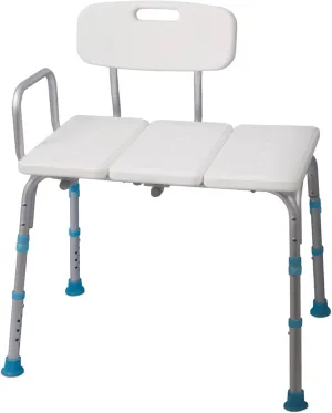 Adjustable Bath and Shower Transfer Bench with Reversible Backrest