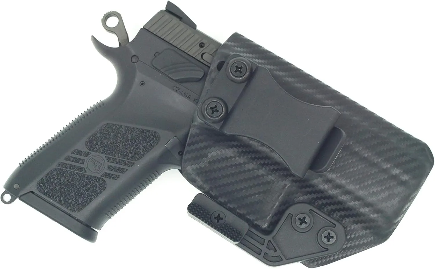 AIWB Series - Compatible with CZ P07 Kydex Appendix Inside Waistband Concealed Carry Holster Made in USA by Fast Draw USA (Carbon Fiber - Right Hand)