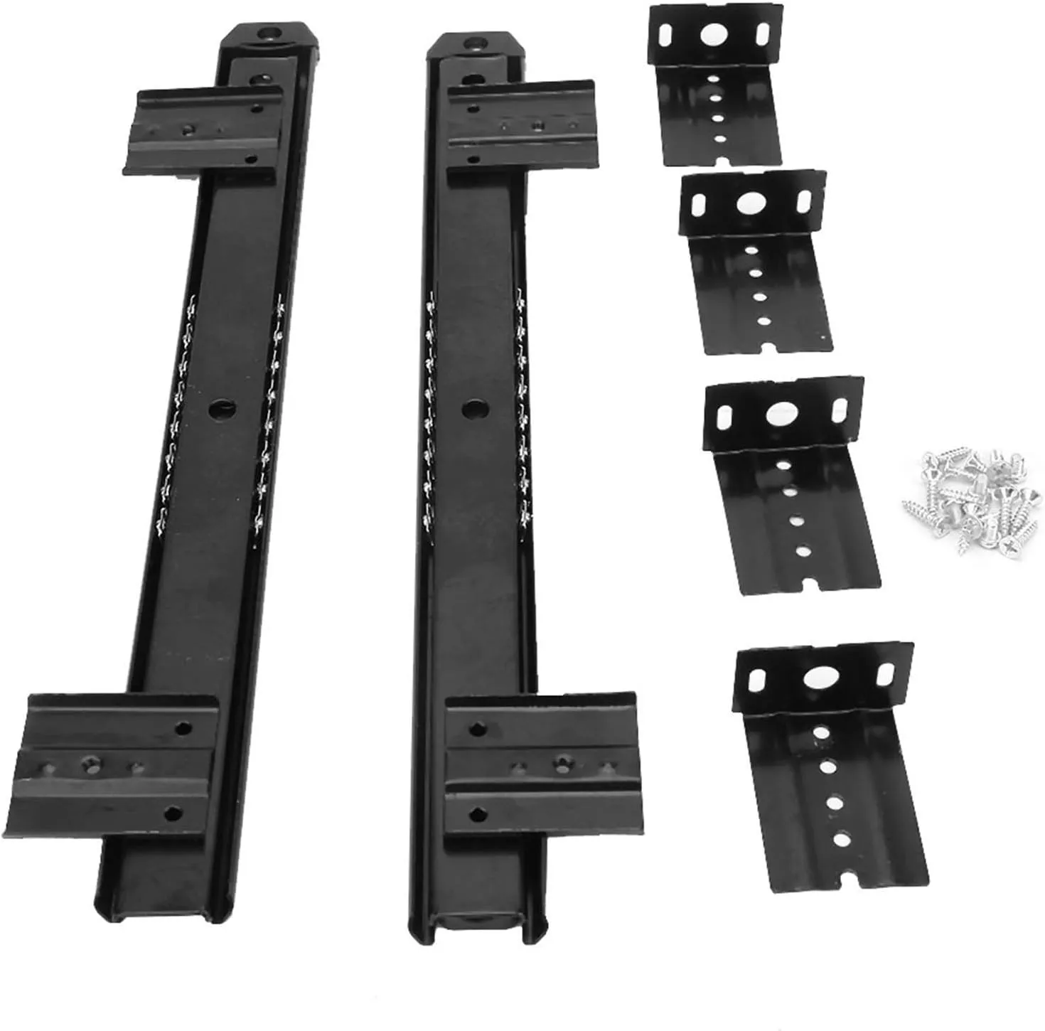 Akozon Premium 2Pcs Black Thickened Cold Rolled Steel Computer Desk Keyboard Slide Rail Bracket for Workstation Accessory (#02)