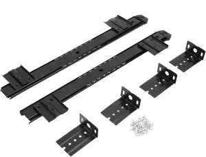 Akozon Premium 2Pcs Black Thickened Cold Rolled Steel Computer Desk Keyboard Slide Rail Bracket for Workstation Accessory (#02)