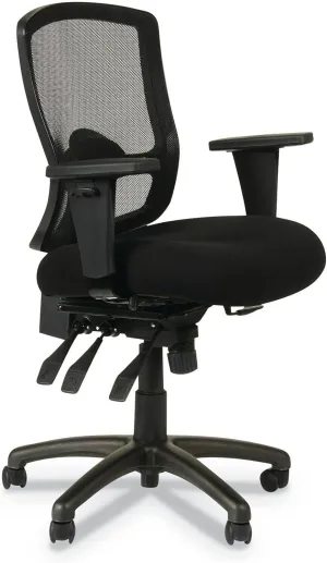 Alera ALEET4017 Etros Series 17.16 in. to 20.86 in. Seat Height Mesh Mid-Back Petite Multifunction Chair - Black