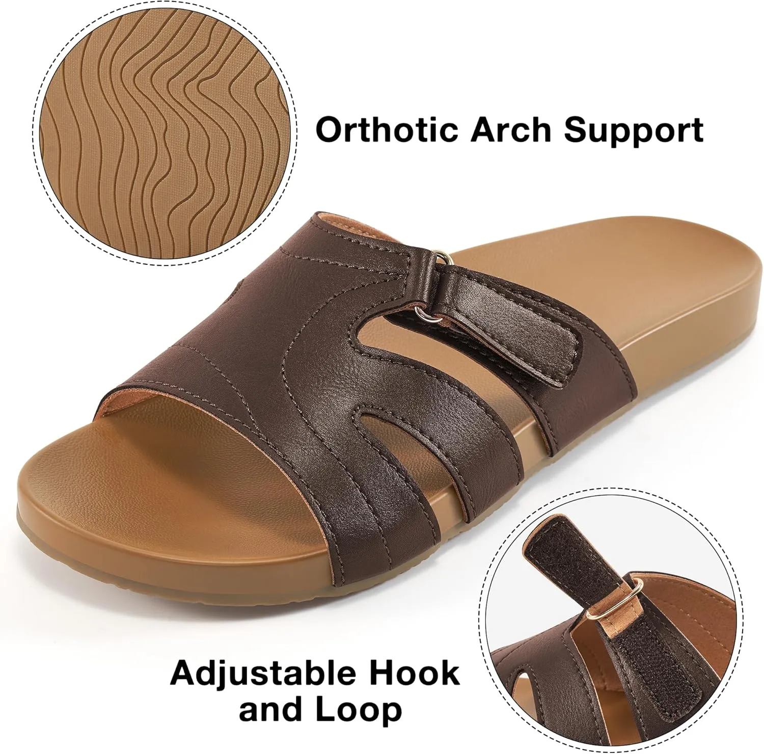 Alicegana Slides for Women orthopedic Sandals: Comfortable Summer Slip on Shoes Arch Support Walking Flat Slippers